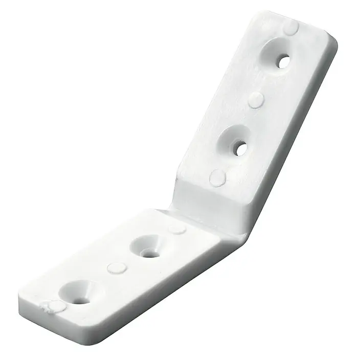 Hettich Eckverbinder - 90 x 20 x 4 mm, Weiß - Weißer Winkelverbinder aus Kunststoff mit Löchern zur Befestigung. Ideal für Möbel oder Regale.
