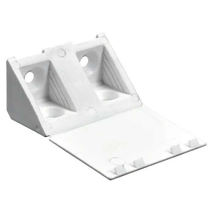 Hettich Eckverbinder - L x B x H: 20 x 43 x 20 mm, Kunststoff, Weiß, 12 Stk. - Weißer Eckverbinder aus Kunststoff mit Löchern und einer Klappe. Ideal für Möbel und andere Konstruktionen.