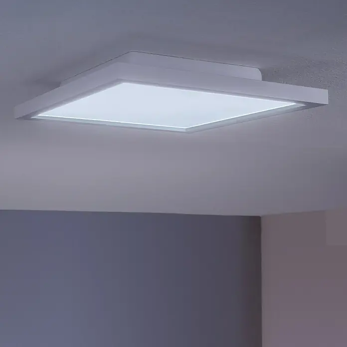 Philips Hue LED-Panel Aurelle - 19 W, L x B x H: 30 x 30 x 4,6 cm, Weiß, Warmweiß - Quadratische Deckenleuchte mit LED-Panel, die ein helles, gleichmäßiges Licht spendet und eine moderne Atmosphäre erzeugt.
