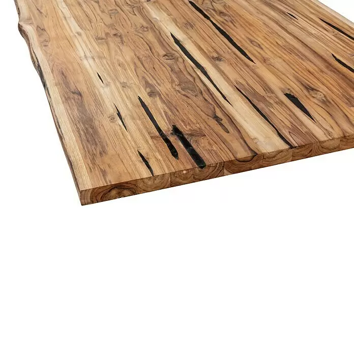 Tischplatte mit Waldkante - Teak, 200 x 100 x 3,8 cm - Detailaufnahme
