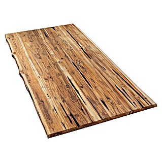 Tischplatte mit Waldkante (Teak, 200 x 100 x 3,8 cm)