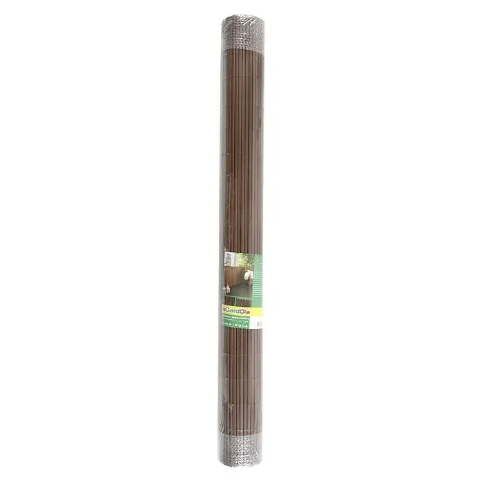Gardol Comfort Sichtschutzmatte - Braun, 300 x 180 cm - Eine Rolle aus braunem Sichtschutzgeflecht in Plastikfolie verpackt, ideal für Garten und Balkon, um Privatsphäre zu schaffen.