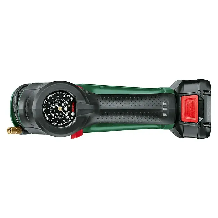 Bosch Power for All 18V Akku-Luftpumpe UniversalPump - 18 V, Ohne Akku - Akkuluftpumpe mit digitaler Anzeige und ergonomischem Design in Schwarz, Grün und Rot. Ideal für unterwegs zum Aufpumpen von Reifen und Bällen.