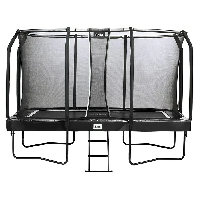 Salta Trampolin First Class - Schwarz, L x B: 214 x 366 cm - Hier ist ein rechteckiges Gartentrampolin von Salta mit Sicherheitsnetz und Leiter. Ideal für Sport und Spaß im Freien.