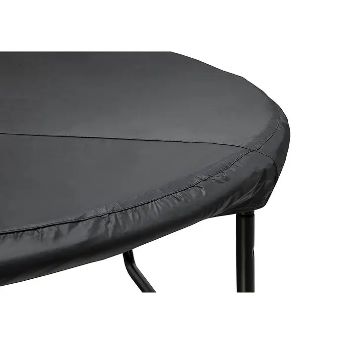 Salta Trampolin-Abdeckplane - Durchmesser: 244 cm, Schwarz - Detailaufnahme einer grauen Tischtennisplattenabdeckung, die eine wasserdichte Oberfläche und robuste Konstruktion zeigt.