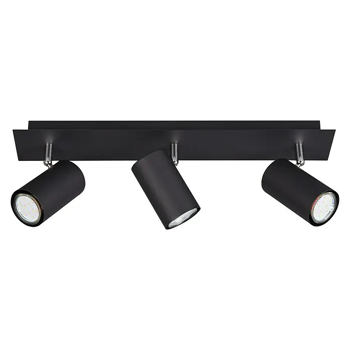 Trio Leuchten Marley Deckenstrahler - 105 W, L x B x H: 48 x 9 x 15 cm, Schwarz matt, GU10, 3 Stk. - Schwarze Deckenleuchte mit drei Strahlern.