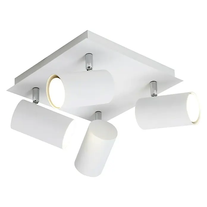 Trio Leuchten Marley Deckenstrahler rund - 140 W, L x B x H: 24 x 24 x 15 cm, Weiß, GU10 - Moderne Deckenleuchte mit vier weißen Spots, ideal für zeitgemäßes Wohnambiente. Die Leuchte spendet helles, gerichtetes Licht.