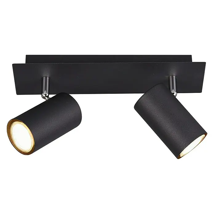 Trio Leuchten Marley Deckenstrahler - 70 W, L x B x H: 30 x 9 x 15 cm, Schwarz matt, GU10, 2 Stk. - Schwarze Deckenleuchte mit zwei Strahlern. Die Strahler sind verstellbar und leuchten in einem warmen Farbton. Ideal für Wohn- und Arbeitsbereiche.