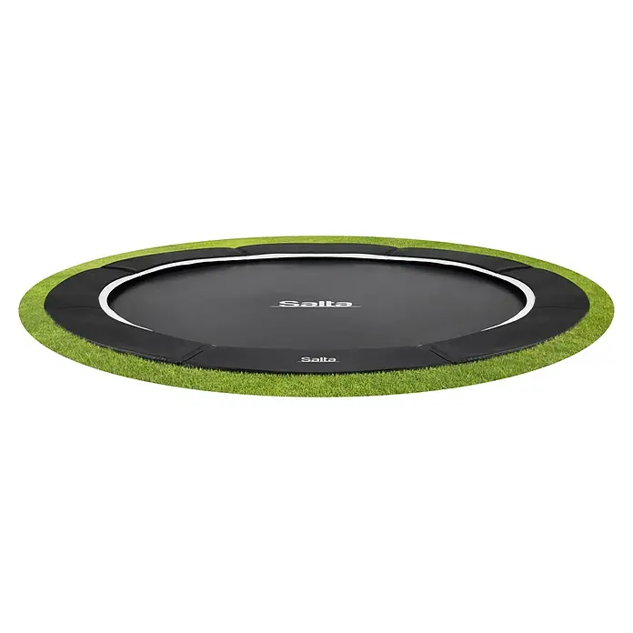 Salta Trampolin Royal Baseground - Durchmesser: 396 cm, Schwarz - Das runde Salta-Bodentrampolin mit seinem schwarzen Schutzrand und der Sprungfläche fügt sich nahtlos in den Rasen ein und sorgt für sicheren Springspass.
