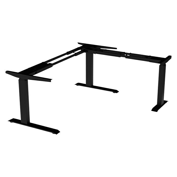 Tischgestell E-CORNERHöhenverstellung: 610 mm - 1.270 mm, Schwarz, Stahl Diagonal View