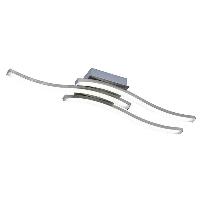 Reality Leuchten LED-Deckenleuchte Route - 5 W, L x B x H: 12 x 56 x 7 cm, Nickel matt, Warmweiß, Anzahl Leuchtmittel: 3 Stk. - Moderne LED-Deckenleuchte mit geschwungenen Armen. Diese stilvolle Lampe sorgt für eine angenehme Beleuchtung im Raum.
