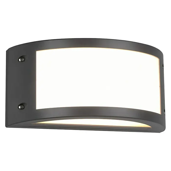 Reality Leuchten Außenwandleuchte Kendal - 12 W, L x B x H: 11,8 x 24,8 x 11,5 cm, Anthrazit, IP54 - Moderne LED-Wandleuchte mit geschwungener Form und hellem Licht, ideal für den Außenbereich. Robuste Bauweise und stilvolles Design.