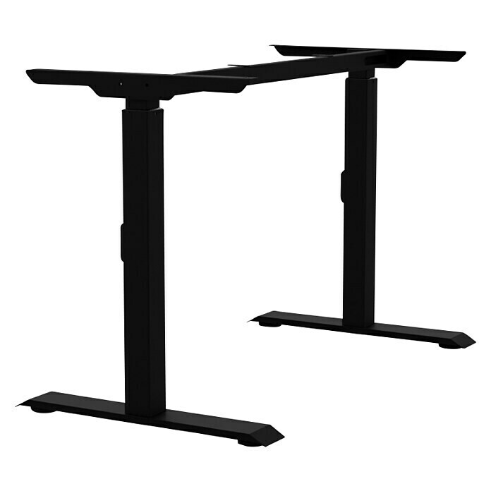 Tischgestell M-MOREBreitenverstellbar: 1.100 mm - 1.800 mm, Höhenverstellung: 670 mm - 900 mm, Schwarz, Stahl Diagonal View