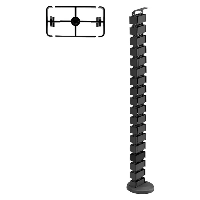 Kabelführung FLEXIT RE4 - Länge: 1.285 mm - Schwarzer Kabelkanal mit Bodenplatte zur ordentlichen Kabelführung am Schreibtisch. Flexibel einsetzbar durch variable Kettenglieder.