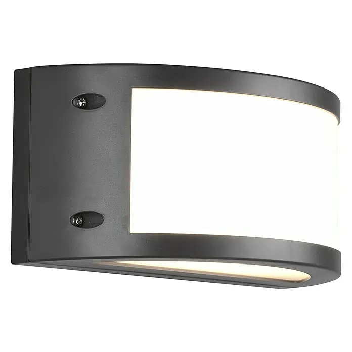 Reality Leuchten Außenwandleuchte Kendal - 12 W, L x B x H: 11,8 x 24,8 x 11,5 cm, Anthrazit, IP54 - Moderne, graue LED-Wandleuchte mit abgerundeten Formen und hellem, diffusem Licht, perfekt für den Außenbereich.