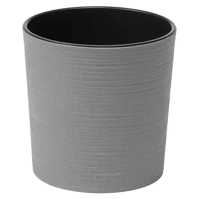 Siena Garden Pflanztopf Set Lens Eco - 2 x Pflanztopf Ø25 x 25,5 cm, Kunststoff, Grau - Grauer Blumentopf mit schwarzem Rand. Ein schlichter und eleganter Topf, ideal für Zimmerpflanzen oder Blumenarrangements.
