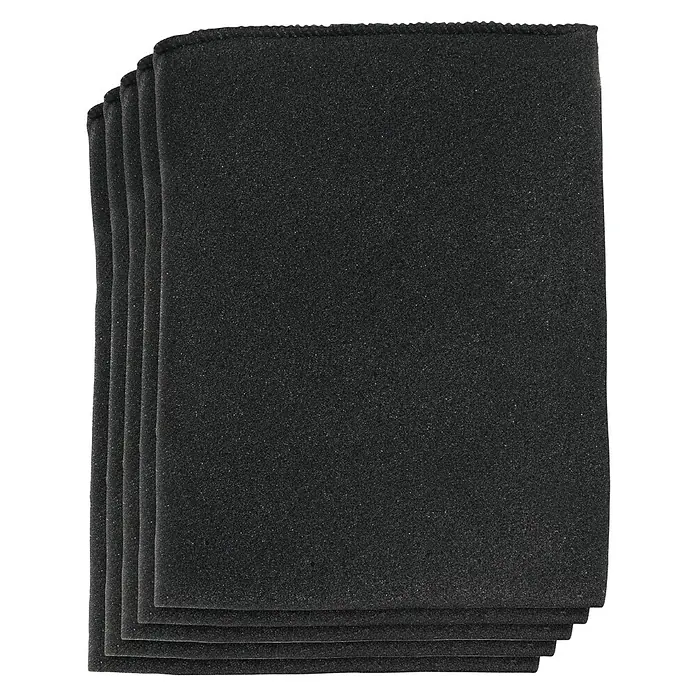 Einhell Schaumstofffilter - 5 Stk., Passend für: Einhell Nass-Trockensauger - Schwarze Schaumstofffilter: Ein Stapel von mehreren rechteckigen Filtern, die aus porösem, schwarzem Schaumstoff bestehen und zum Filtern von Luft verwendet werden.