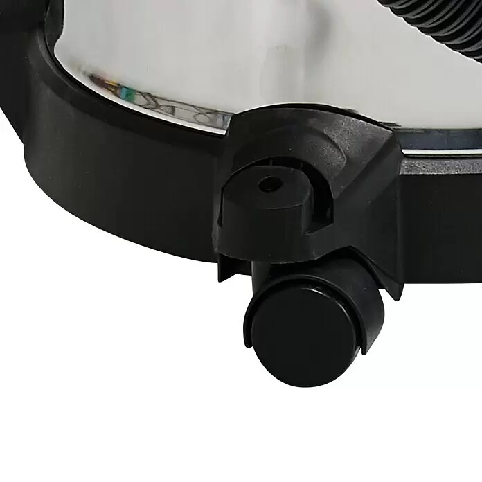 Einhell Elektro-Nass- & Trockensauger TC-VC 1820 SA - 1.250 W, 20 l - Schwarze Kunststofflenkrolle an der Basis eines Staubsaugers.