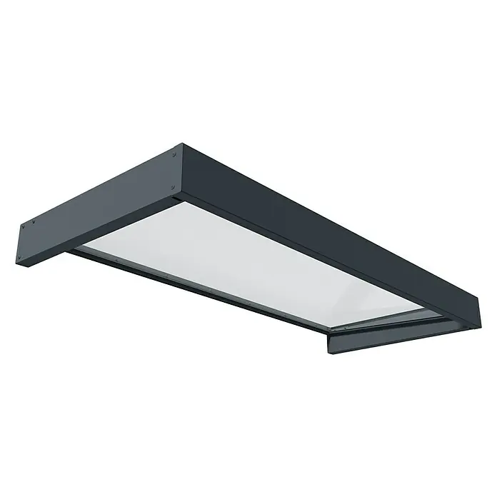 Palram – Canopia Pultvordach Sophia - 215 x 95 x 17 cm, Anthrazitgrau, Farbe Dach: Klar - Eine stilvolle, graue Markise mit integrierter Beleuchtung. Die Markise bietet Schatten und ein angenehmes Licht für entspannte Stunden im Freien.