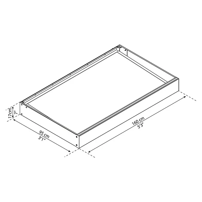 Palram – Canopia Pultvordach Sophia - 160 x 95 x 17 cm, Anthrazitgrau, Farbe Dach: Klar - Bettrahmen mit den Maßen 160 cm Länge, 95 cm Breite und 17 cm Höhe für eine bequeme und stilvolle Schlafumgebung.
