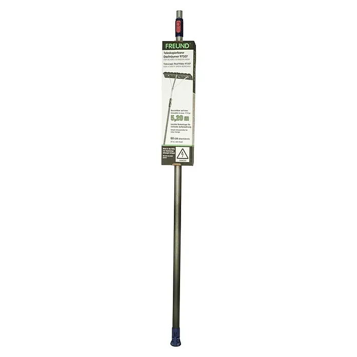 Freund Victoria Schneeschieber Dachräumer - Breite: 60 cm, Teleskopstiel - Teleskopierbarer Dachräumer 97307 von FREUND für sicheres Schneeräumen, ausziehbar auf 5,20 m, leichte Demontage, 60 cm Arbeitsbreite.