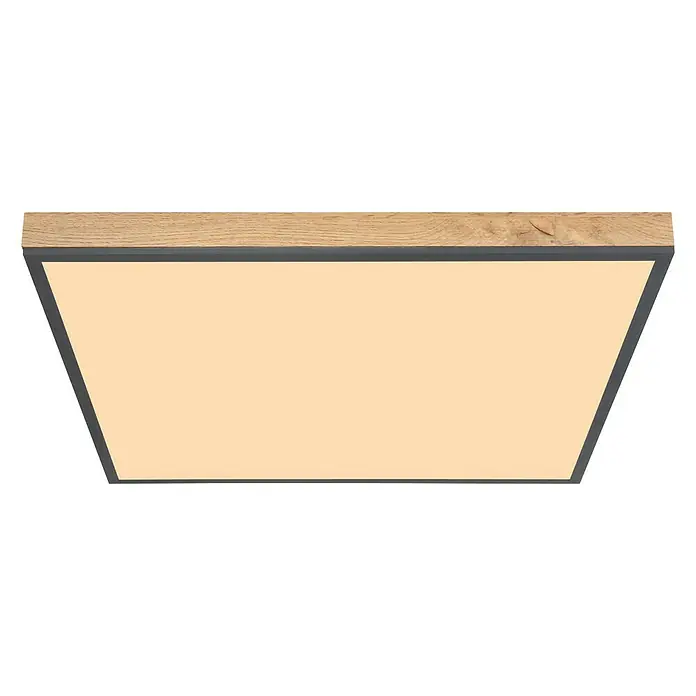 Globo Doro LED-Panel Holzoptik - 36 W, 59 x 59 cm, Holzoptik/Graphit, Warmweiß - Moderne LED-Deckenleuchte mit Holzrahmen. Die Leuchte sorgt für eine angenehme Beleuchtung und passt gut zu modernen Interieurs.
