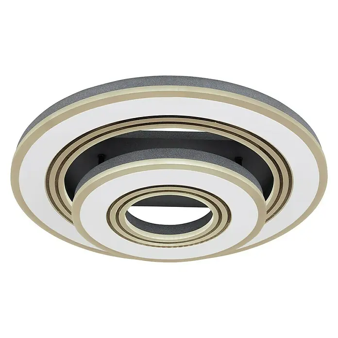 Globo LED-Deckenleuchte JACK - 50 W, L x B x H: 50 x 50 x 115 cm, Rund - Diese moderne Deckenleuchte mit drei Ringen in Grau, Weiß und Beige bringt elegantes Licht in jeden Raum. Die Lampe ist ein echter Hingucker.