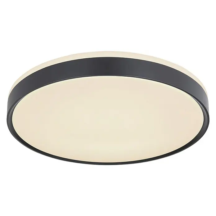 Globo LED-Deckenleuchte SONNY - 24 W, Ø x H: 49 x 9 cm, Weiß, Warmweiß - Deckenleuchte in Schwarz und Weiß. Schlichtes und modernes Design für eine angenehme Beleuchtung im Raum.