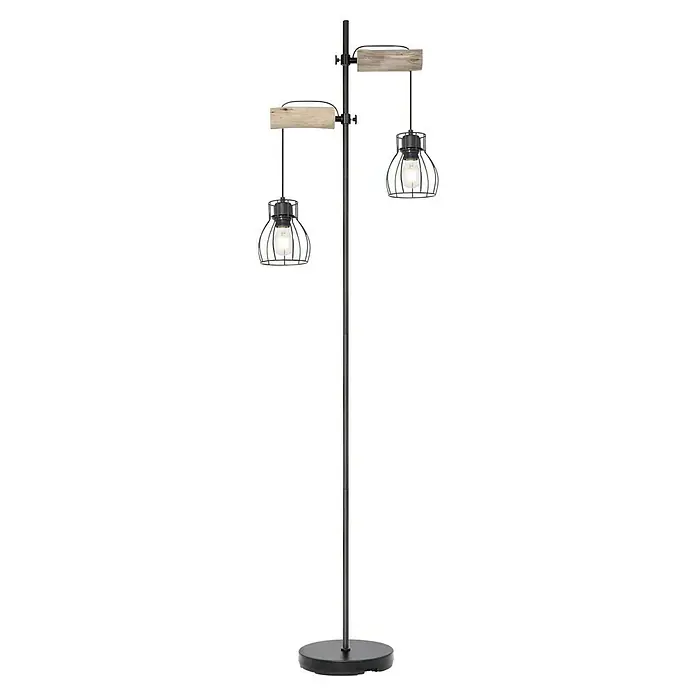 Globo Mina Stehleuchte - 40 W, Höhe: 168 cm, E27 - Die Stehleuchte mit zwei Lampen im Industrie-Stil bietet eine elegante Beleuchtungslösung für jeden Wohnraum. Das Design ist sowohl modern als auch funktional.