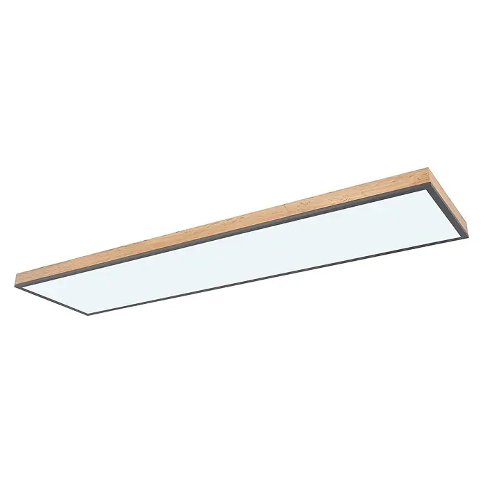 Globo Doro LED-Panel Holzoptik - 36 W, 120 x 30 cm, Holzoptik/Graphit, Mehrfarbig - Elegante LED-Deckenleuchte mit Holzrahmen, die eine helle und gleichmäßige Beleuchtung bietet. Perfekt für moderne Wohnräume und Büros.