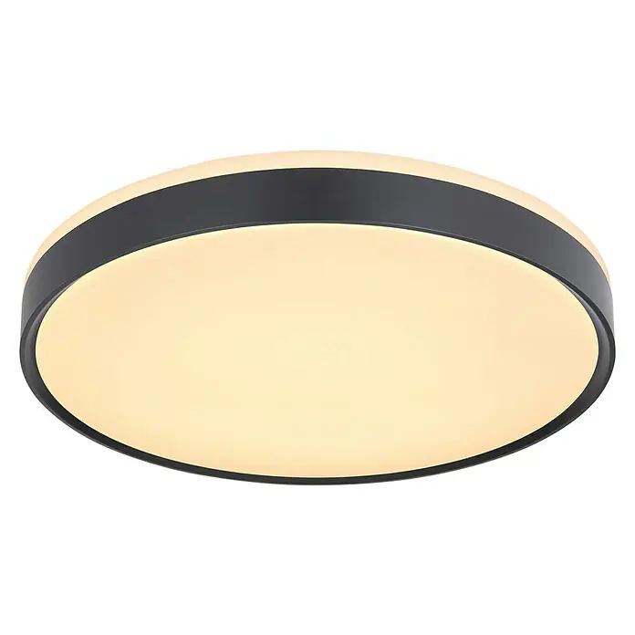 Globo LED-Deckenleuchte SONNY - 24 W, Ø x H: 49 x 9 cm, Weiß, Warmweiß - Runde Deckenleuchte mit schwarzem Rahmen und gleichmäßiger, warmer Lichtverteilung für eine angenehme Atmosphäre.