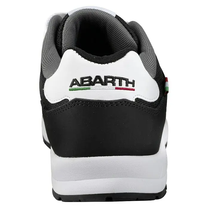 Abarth Zapato bajo de seguridad 595 - 41, Clase de protección según EN ISO 20345: S3, Negro - Vista trasera de una zapatilla Abarth con logo y colores italianos, combinando estilo deportivo y artesanía italiana.