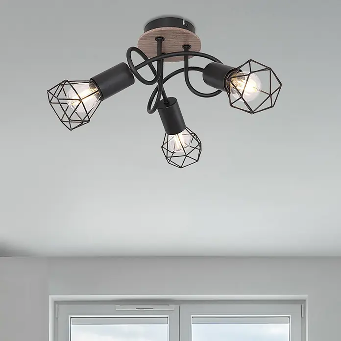 Globo Xara I Deckenstrahler - 40 W, Schwarz, E14, 3 Stk. - Deckenleuchte mit drei Leuchten im modernen Industrie-Design für eine stilvolle Beleuchtung im Raum.