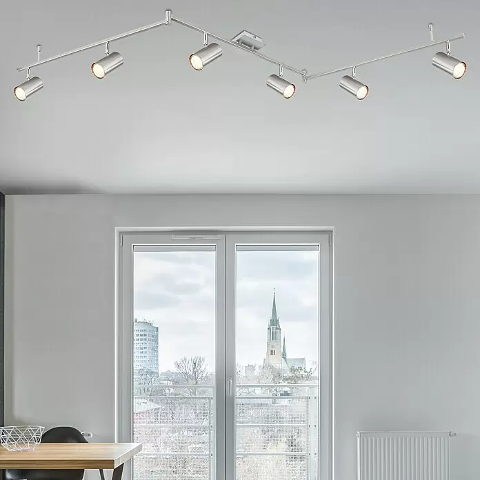 Globo Robby Deckenstrahler - 35 W, L x B x H: 180 x 10 x 185 cm, Nickel-matt, GU10 - Bildausschnitt