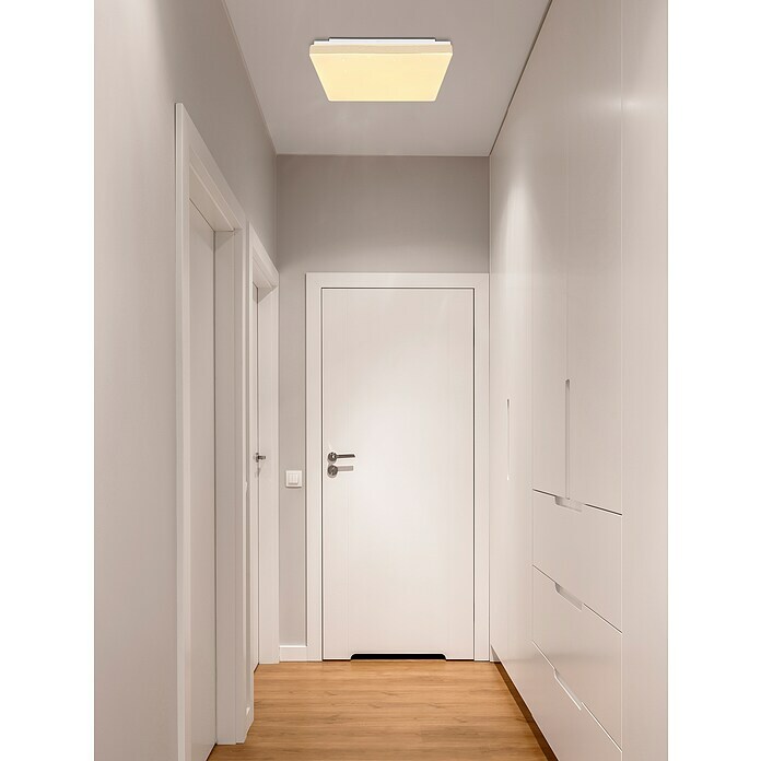 Globo LED-Deckenleuchte RAINA (12 W, L x B x H: 33 x 33 x 6 cm, Weiß, Warmweiß) | BAUHAUS