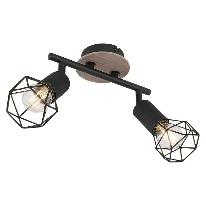 Globo Xara I Deckenstrahler - 40 W, L x B x H: 22 x 10 x 18 cm, Schwarz, E14, 2 Stk. - Moderne Deckenleuchte mit zwei schwarzen Strahlern und dekorativen Lampenschirmen für ein stilvolles Ambiente.