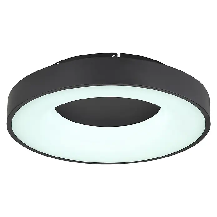 Globo Plafón LED redondo Jolly - 30 W, Negro, Blanco frío - Moderna lámpara de techo LED negra en forma de anillo. Diseño elegante para interiores con estilo, que proporciona una iluminación brillante y uniforme.