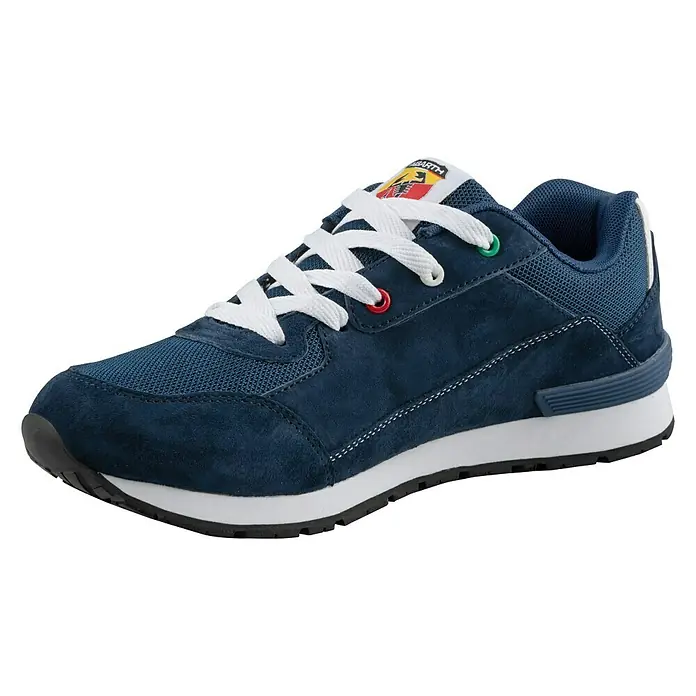 Abarth Zapato bajo de seguridad 500 - 38, Clase de protección según EN ISO 20345: S3, Azul - Zapatilla Abarth azul marino con cordones, suela blanca y parche con logo a color para un look deportivo y elegante.