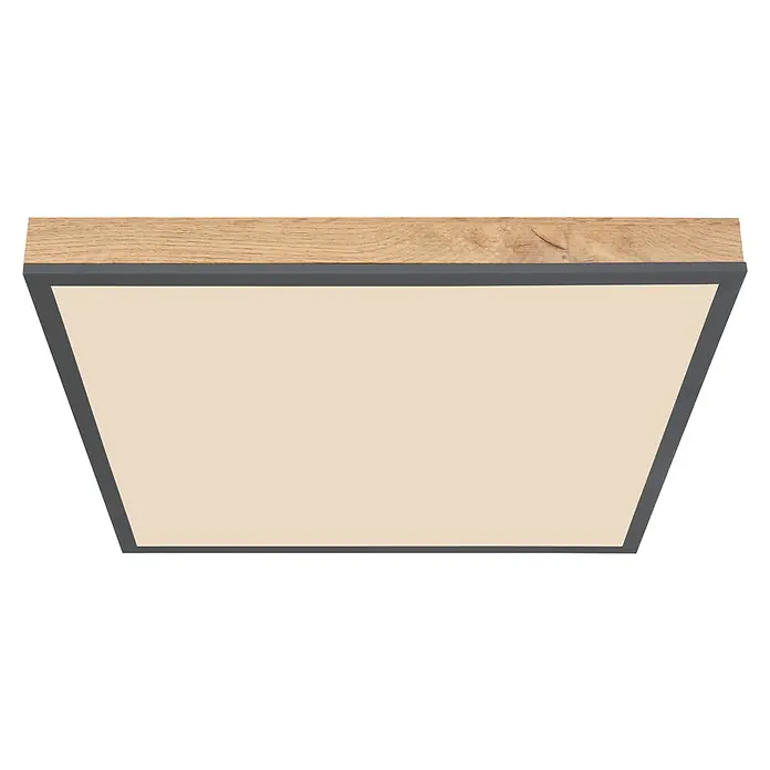 Globo Doro LED-Panel Holzoptik - 24 W, 45 x 45 cm, Holzoptik/Graphit, Mehrfarbig - Die moderne Deckenleuchte mit Holzrahmen und quadratischer Form spendet helles Licht und passt perfekt in jeden Raum.