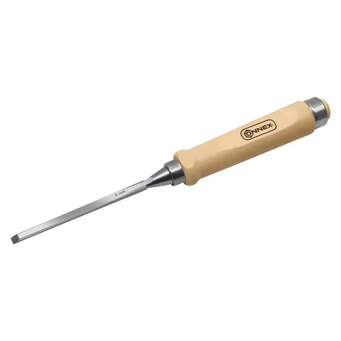 Connex Cincel - Anchura de hoja: 10 mm, Material empuñadura: Madera - Formón Connex con mango de madera y hoja de 6 mm, perfecto para trabajos de carpintería de detalle.