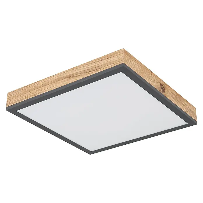 Globo Doro LED-Panel Holzoptik - 12 W, 30 x 30 cm, Holzoptik/Graphit, Warmweiß - Moderne LED-Deckenleuchte mit Holzrahmen und grauem Akzent, ideal für stilvolle Innenräume und eine energieeffiziente Beleuchtung.
