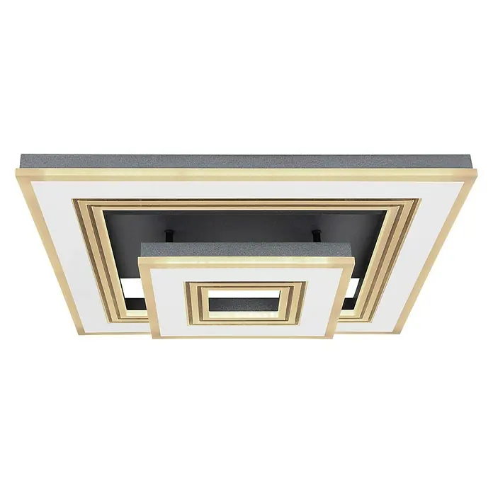 Globo LED-Deckenleuchte JACK - 56 W, L x B x H: 50 x 50 x 115 cm, Warmweiß, Quadratisch - Quadratische LED-Deckenleuchte mit modernem Design. Die Lampe hat verschiedene Rahmen in Weiß und Gold für ein elegantes Aussehen.