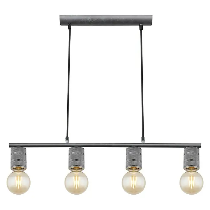 Globo Freddy Pendelleuchte - 60 W, L x B x H: 80 x 65 x 120 cm - Moderne Hängelampe mit vier Edison-Glühbirnen und einem Metallrahmen, ideal für Esszimmer oder Wohnzimmer. Stilvolle Beleuchtungslösung.