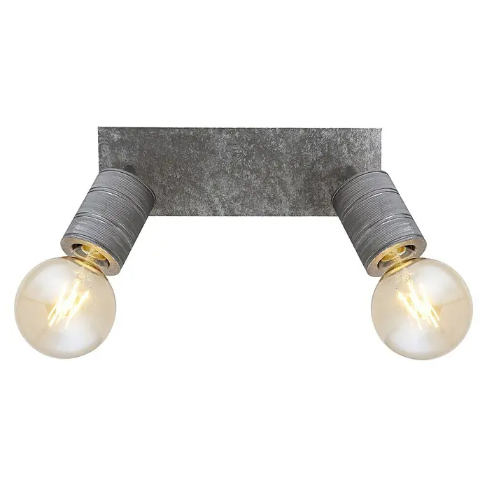 Globo Freddy Deckenstrahler - 60 W, L x B x H: 31 x 10 x 16 cm, E27, 2 Stk. - Eine moderne Deckenleuchte mit zwei grauen Strahlern und warmweißem Licht für eine gemütliche Atmosphäre im Raum.