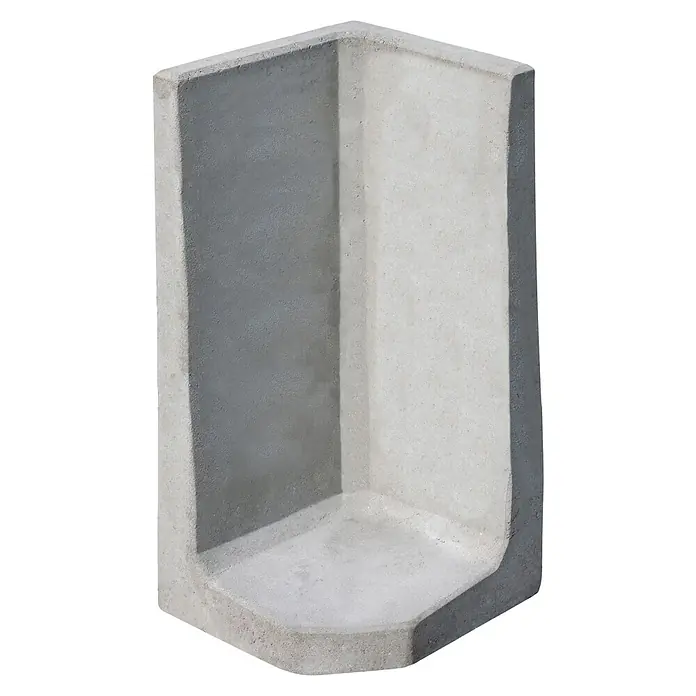 Diephaus L-Stein Außenecke - 80 cm, 40 cm, Stärke: 7 cm, Grau - Ein dreidimensionales Bild einer hellgrauen Betoneckeinheit, die eine saubere und moderne Ästhetik zeigt.