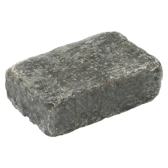 Diephaus Pflasterstein AustinBasalt, 28 x 21 x 7 cm, Rechteckig - Bild eines einzelnen Pflastersteins. Der Stein ist grau und rau mit einer rechteckigen Form. Ideal für den Garten- und Landschaftsbau.