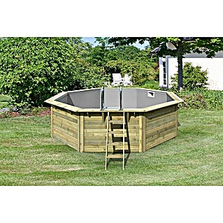 Karibu Holz-Pool Miami (Ø x H: 508 x 124 cm, Braun, 15 950 l)