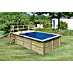 Karibu Holz-Pool Palm Beach mit Sonnenterrasse (L x B x H: 582 x 353 x 124 cm, Naturbraun, 12 700 l) | BAUHAUS