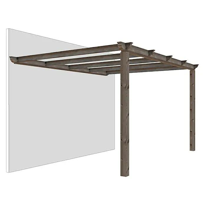 Pérgola adosada Classic - L x An: 400 x 300 cm - Una pérgola de madera adosada a una pared, creando una atractiva zona sombreada para realzar cualquier espacio exterior.