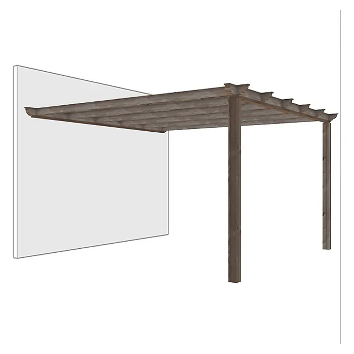 Pérgola adosada Classic - L x An: 400 x 400 cm - Esta imagen muestra una pérgola, una estructura arquitectónica exterior, que ofrece sombra y un espacio exterior definido.